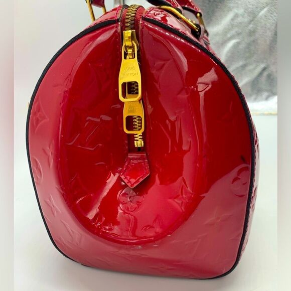 Auth Louis Vuitton Rose Indian Monogram Vernis Montana Bowler Bag Preloved - Picture 7 of 15